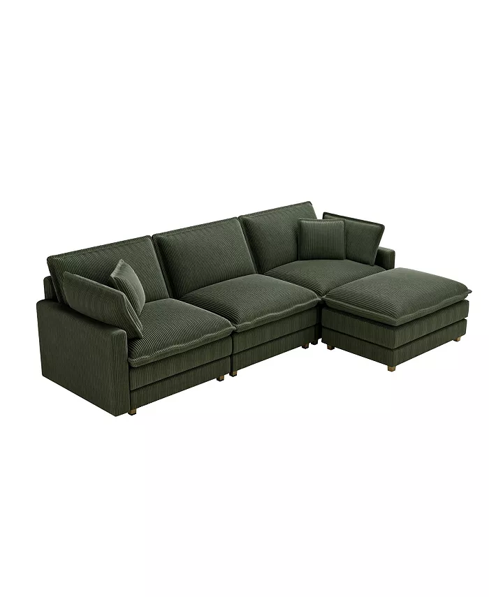 Alfani Streamdale Furniture Modular Sectional Sofa Deep Seat Couch For Living Room 4 Pillow Green Furniture