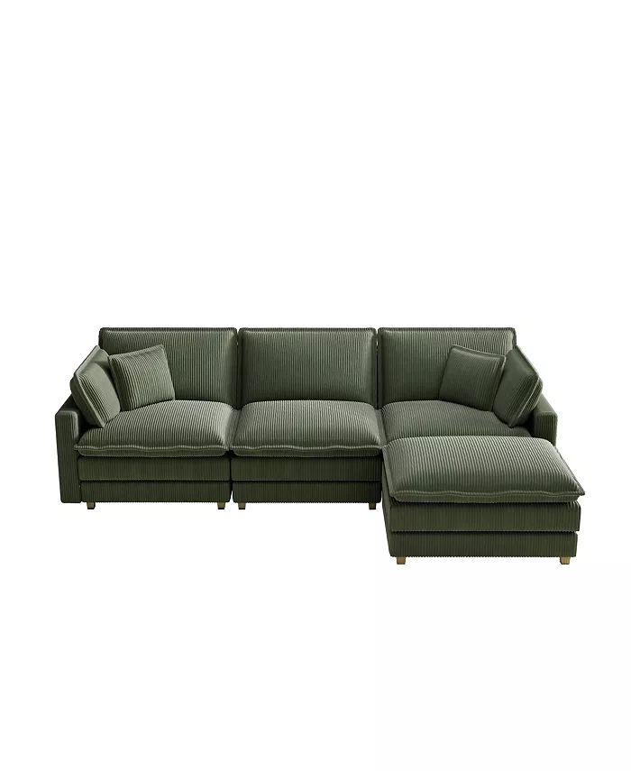 Alfani Streamdale Furniture Modular Sectional Sofa Deep Seat Couch For Living Room 4 Pillow Green Furniture