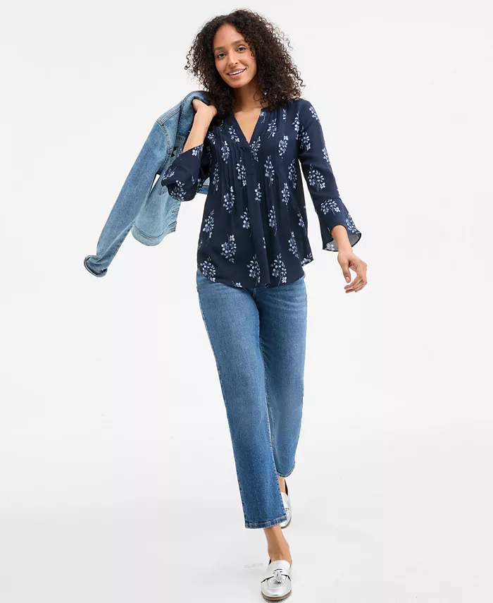 Alfani Style & Co Petite Floral Pintucked Top Exclusively At Macy's Women's Fashion Shoes & Accessories