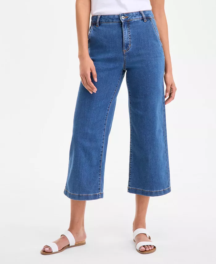 Alfani Style & Co Petite High-Rise Cropped Wide-Leg Jeans Exclusively At Macy's Women's Fashion Shoes & Accessories