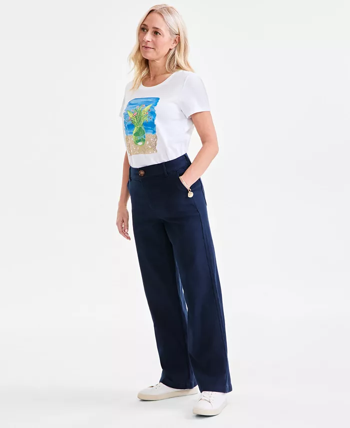 Alfani Style & Co Petite Mid-Rise Dobby Twill Wide-Leg Pants Exclusively At Macy's Women's Fashion Shoes & Accessories