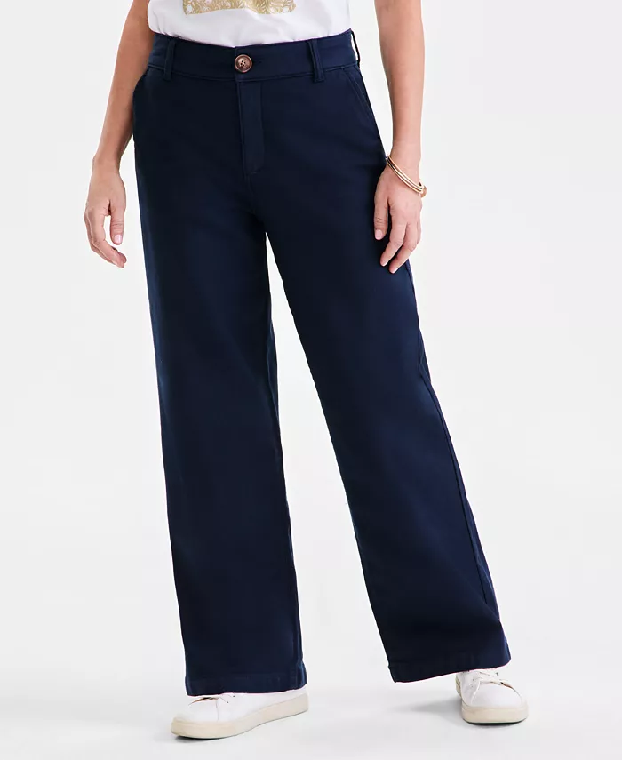 Alfani Style & Co Petite Mid-Rise Dobby Twill Wide-Leg Pants Exclusively At Macy's Women's Fashion Shoes & Accessories