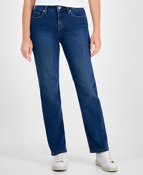 alfani Style & Co Petite Mid-Rise Straight-Leg Denim Jeans Exclusively at Macy's Women's Fashion Shoes & Accessories