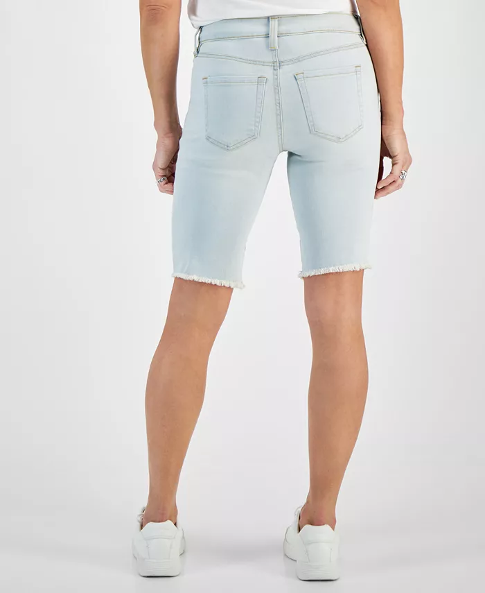 Alfani Style & Co Petite Raw-Edge Denim Bermuda Shorts Created For Macy's Women's Fashion Shoes & Accessories