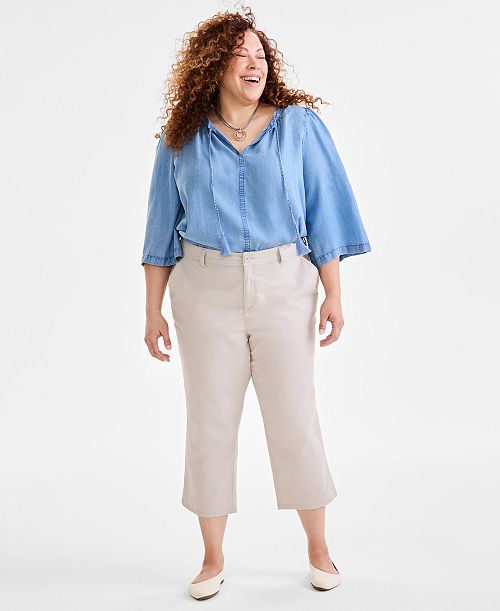 alfani Style & Co Plus Size Comfort Capri Pants Exclusively at Macy's Women's Fashion Shoes & Accessories
