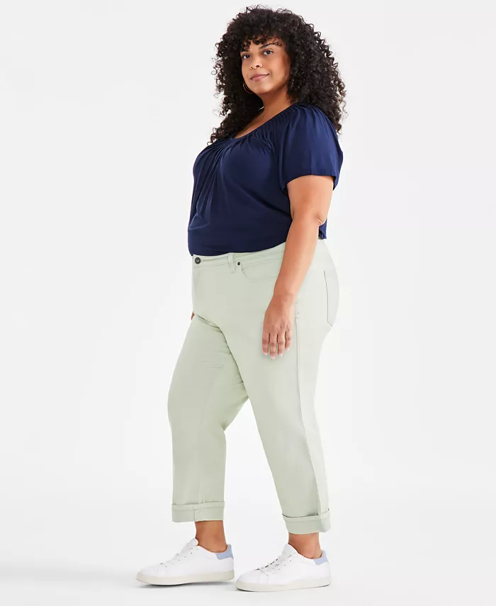 Alfani Style & Co Plus Size Curvy Roll-Cuff Capri Jeans Created For Macy's Women's Fashion Shoes & Accessories