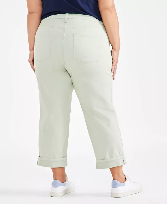 Alfani Style & Co Plus Size Curvy Roll-Cuff Capri Jeans Created For Macy's Women's Fashion Shoes & Accessories