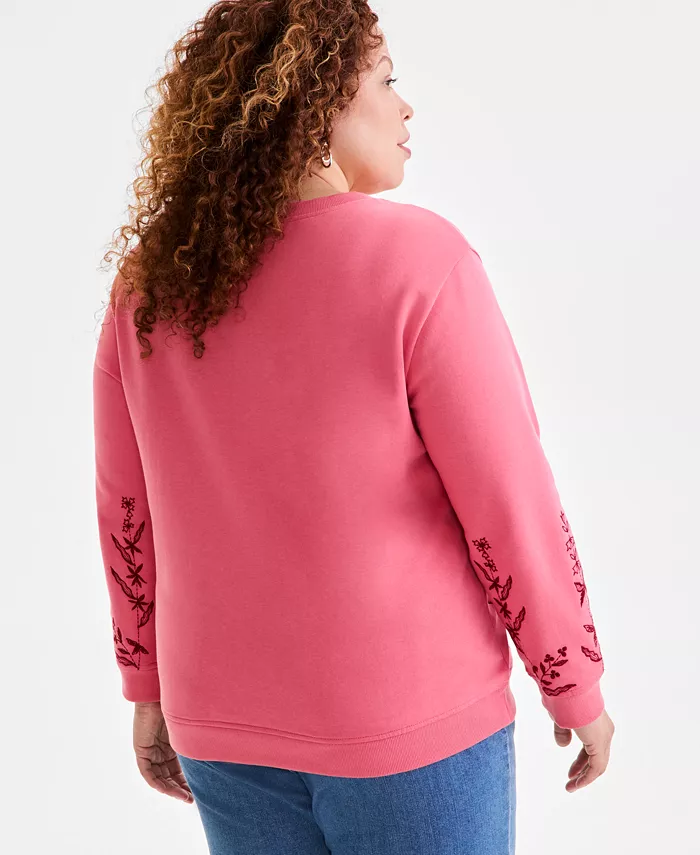 Alfani Style & Co Plus Size Embroidered Fleece Sweatshirt Exclusively At Macy's Women's Fashion Shoes & Accessories