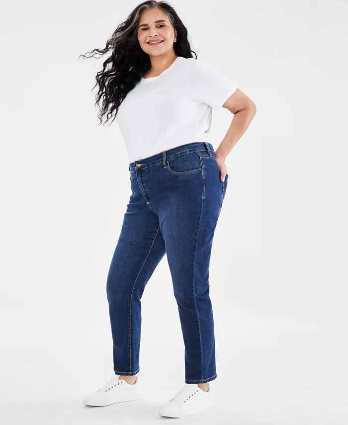 Alfani Style & Co Plus Size High-Rise Straight-Leg Jeans Exclusively At Macy's Women's Fashion Shoes & Accessories