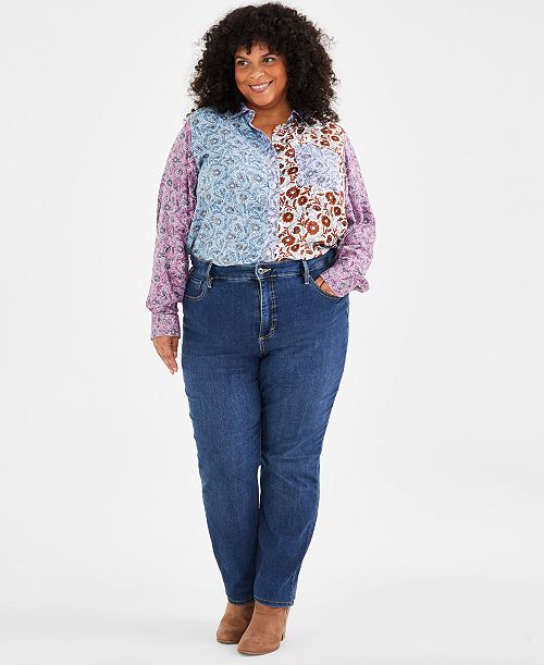 alfani Style & Co Plus Size High-Rise Straight-Leg Jeans Exclusively at Macy's Women's Fashion Shoes & Accessories