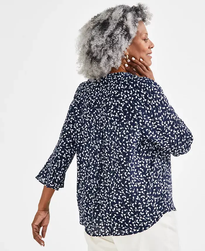 Alfani Style & Co Plus Size Printed Pintuck Blouse Exclusively At Macy's Women's Fashion Shoes & Accessories