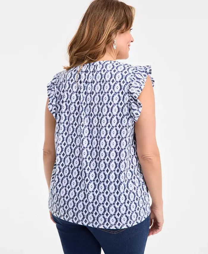 Alfani Style & Co Plus Size Printed Ruffle Pintuck Top Exclusively At Macy's Women's Fashion Shoes & Accessories