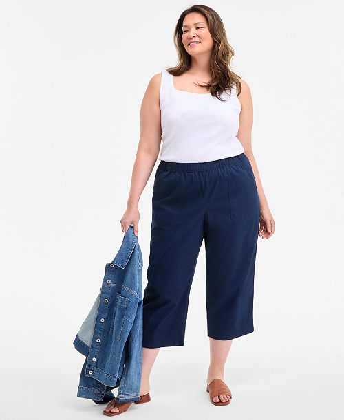 alfani Style & Co Plus Size Pull-On Cropped Pants Exclusively at Macy's Women's Fashion Shoes & Accessories