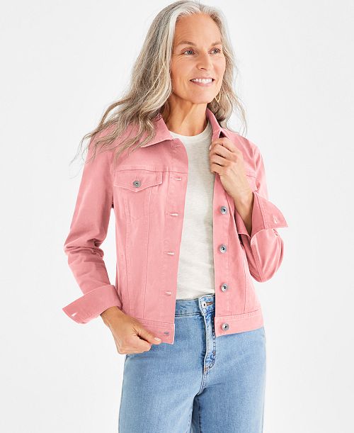 alfani Style & Co Women's Classic Denim Jacket Created for Macy's Women's Fashion Shoes & Accessories