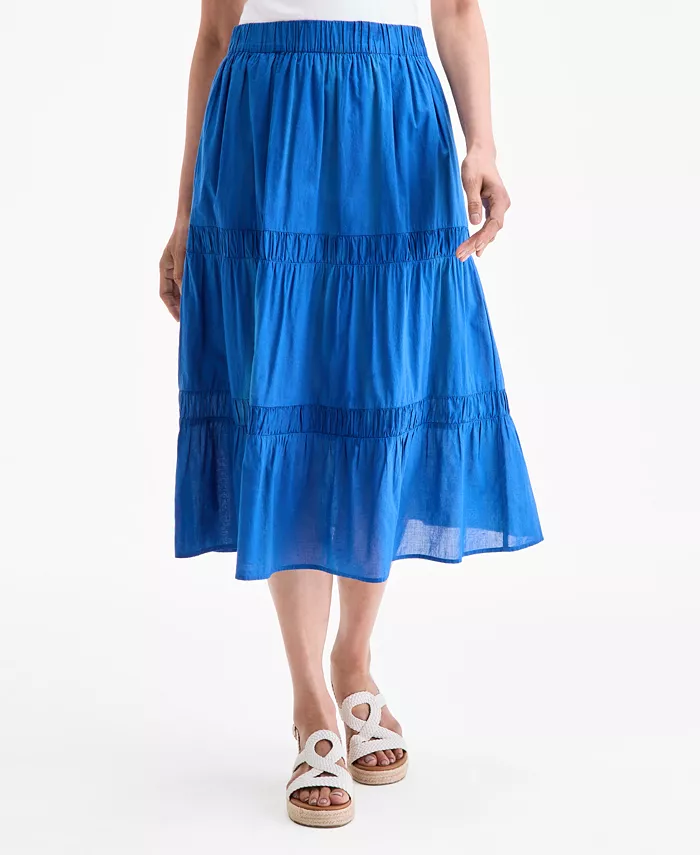 Alfani Style & Co Women's Cotton Lace Pull On Tiered Skirt Exclusively At Macy's Women's Fashion Shoes & Accessories