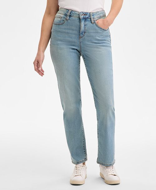alfani Style & Co Women's Curvy Straight-Leg High Rise Jeans Created for Macy's Women's Fashion Shoes & Accessories
