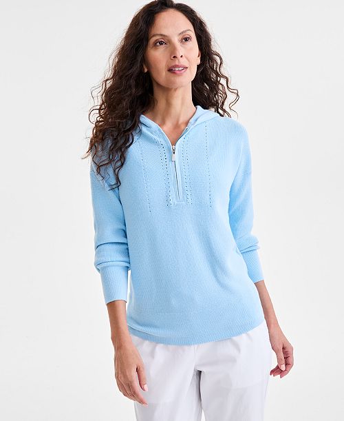 alfani Style & Co Women's Front-Zip Long-Sleeve Hoodie Sweater Exclusively at Macy's Women's Fashion Shoes & Accessories