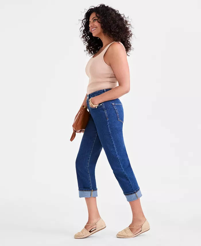 Alfani Style & Co Women's High-Rise Cuffed Capri Jeans Exclusively At Macy's Women's Fashion Shoes & Accessories