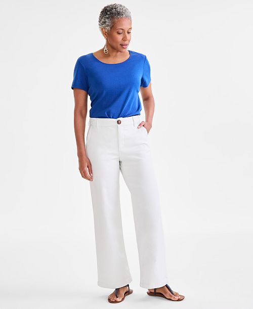 alfani Style & Co Women's High Stretch Mid-Rise Wide-Leg Pants Exclusively at Macy's Women's Fashion Shoes & Accessories