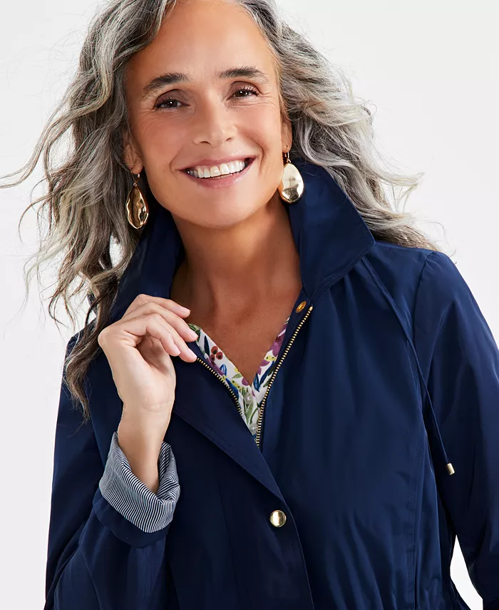Alfani Style & Co Women's Hooded Anorak Created For Macy's Women's Fashion Shoes & Accessories