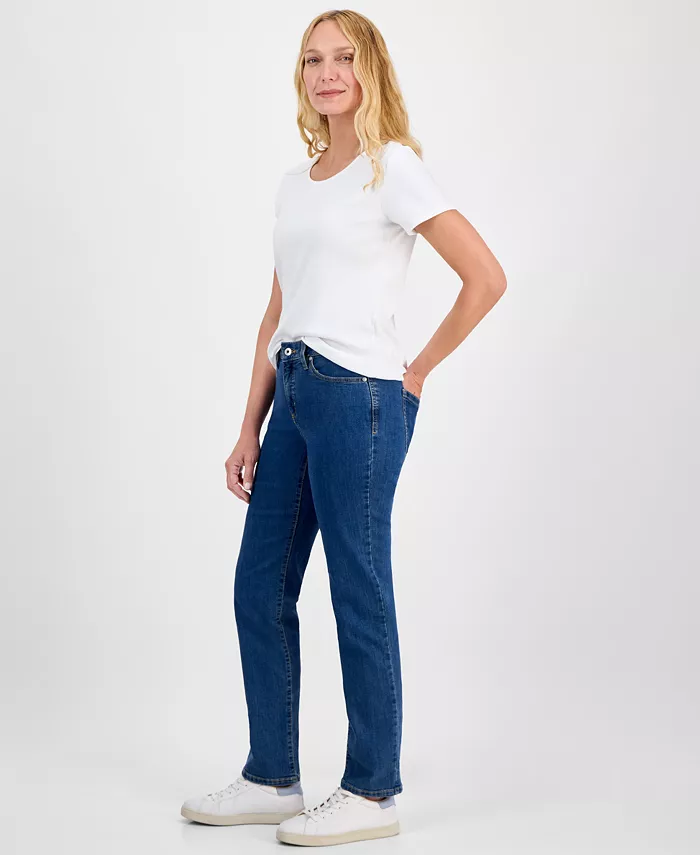Alfani Style & Co Women's Mid-Rise Straight-Leg Denim Jeans Exclusively At Macy's Women's Fashion Shoes & Accessories