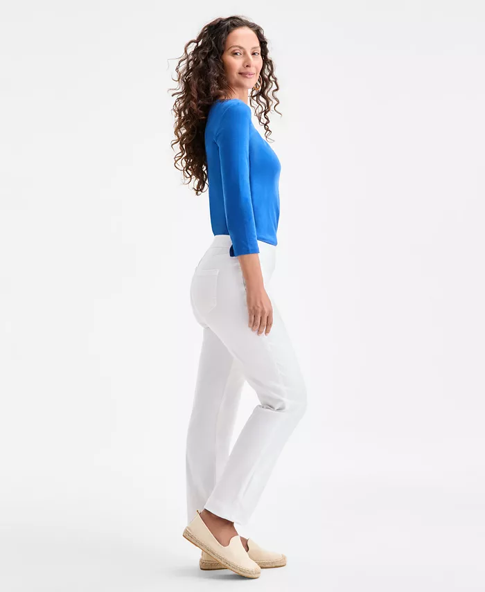 Alfani Style & Co Women's Mid-Rise Straight Pull-On Jeans Exclusively At Macy's Women's Fashion Shoes & Accessories