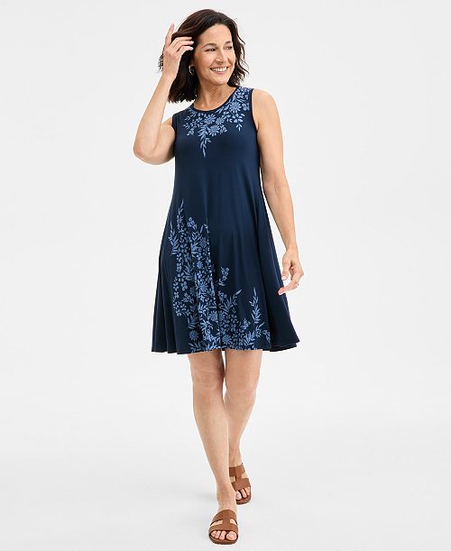 alfani Style & Co Women's Printed Sleeveless Flip-Flop Dress Exclusively at Macy's Women's Fashion Shoes & Accessories
