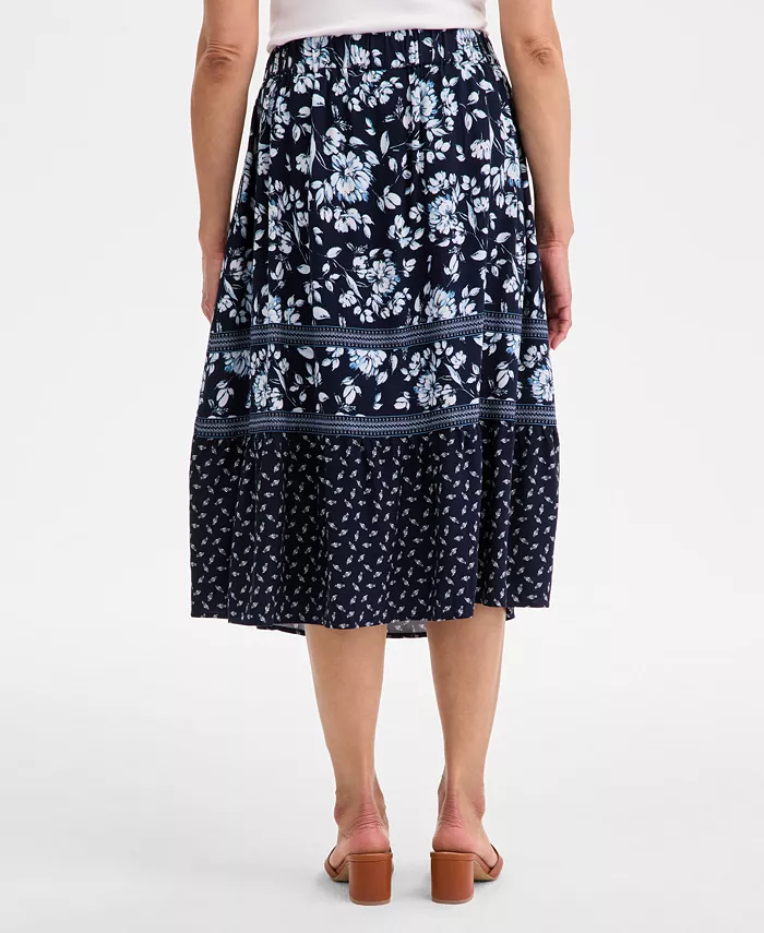 Alfani Style & Co Women's Printed Tiered Skirt Exclusively At Macy's Women's Fashion Shoes & Accessories
