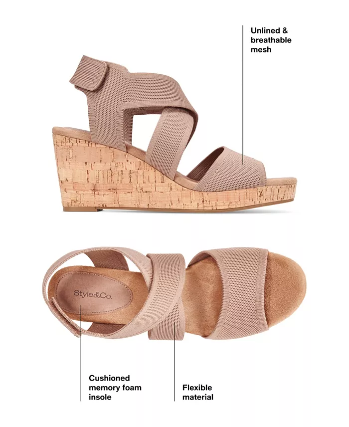 Alfani Style & Co Women's Sicilyy Wedge High Heel Sandals Exclusively At Macy's Women's Fashion Shoes & Accessories