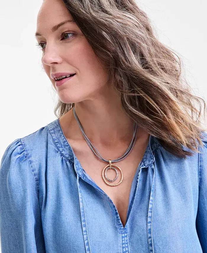 Alfani Style & Co Women's Split-Neck 3/4-Sleeve Top Exclusively At Macy's Women's Fashion Shoes & Accessories