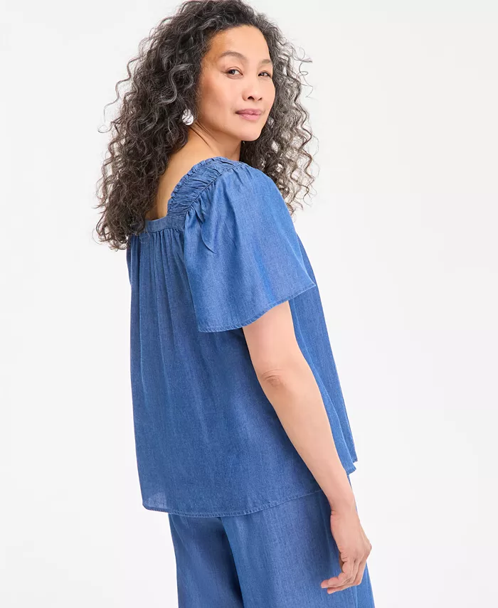 Alfani Style & Co Women's Square-Neck Top Exclusively At Macy's Women's Fashion Shoes & Accessories