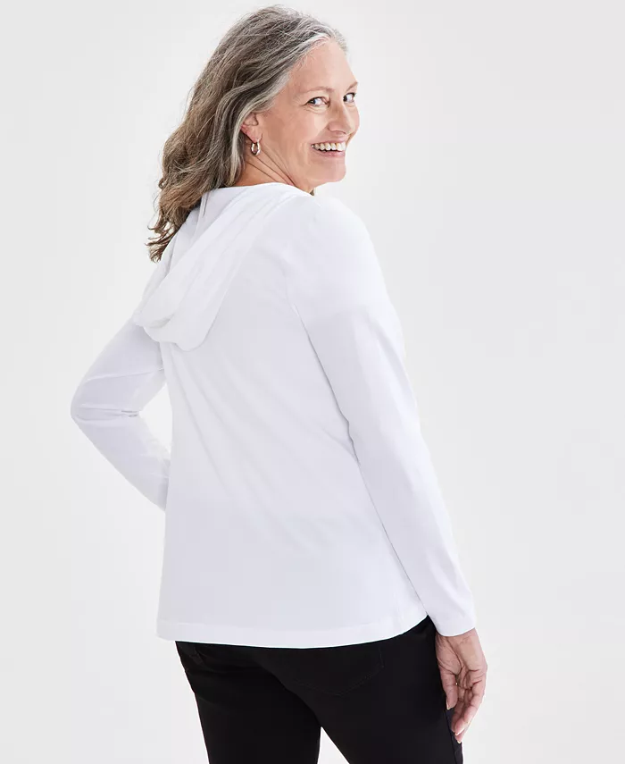 Alfani Style & Co Women's Zip-Front Hooded Sweatshirt Created For Macy's Women's Fashion Shoes & Accessories