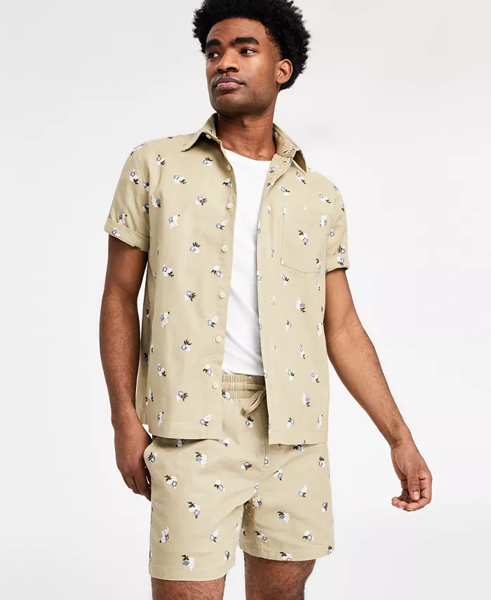 Alfani Sun + Stone Men's Floral Shirt & Drawstring Shorts Exclusively At Macy's Men's Fashion & Accessories