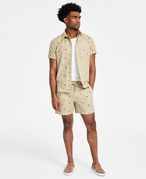 alfani Sun + Stone Men's Floral Shirt & Drawstring Shorts Exclusively at Macy's Men's Fashion & Accessories