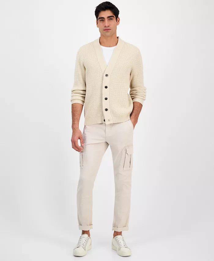 Alfani Sun + Stone Men's Long Sleeve Waffle Knit Cardigan Sweater Exclusively At Macy's Men's Fashion & Accessories
