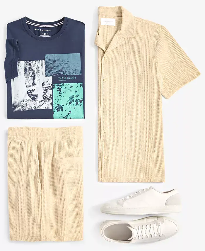 Alfani Sun + Stone Men's Shirt Graphic T-Shirt & Shorts Exclusively At Macy's Men's Fashion & Accessories