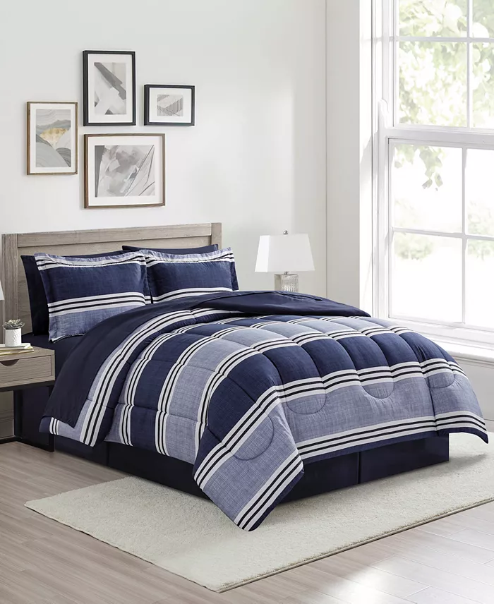 Alfani Sunham Aiden Striped 8-Pc. Comforter Sets Exclusively At Macy's Bed & Bath