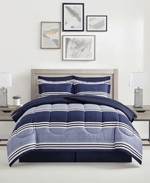 alfani Sunham Aiden Striped 8-Pc. Comforter Sets Exclusively at Macy's Bed & Bath
