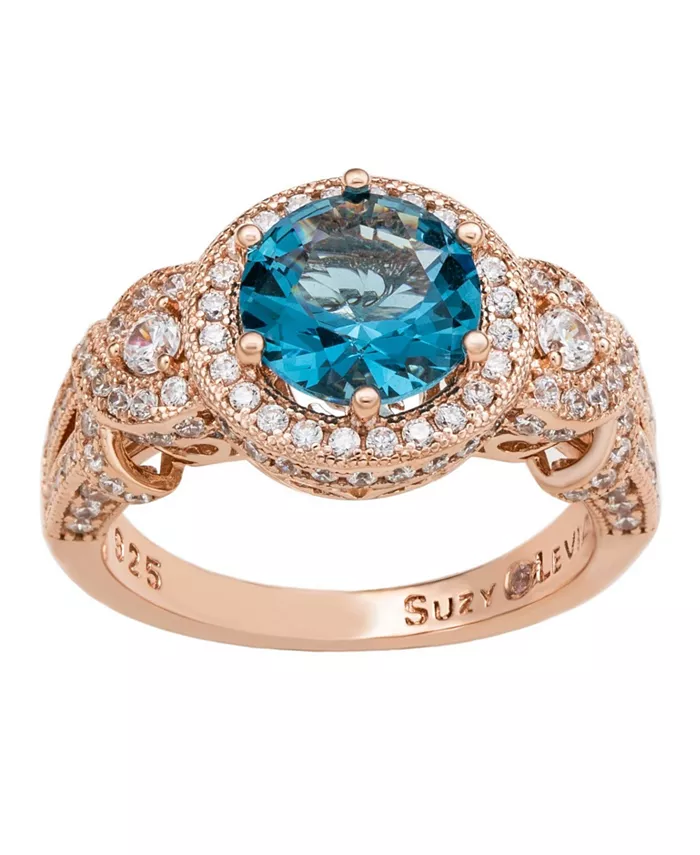 Alfani Suzy Levian New York Suzy Levian Sterling Silver Round Cubic Zirconia French Filigree Ring Jewelry & Watches