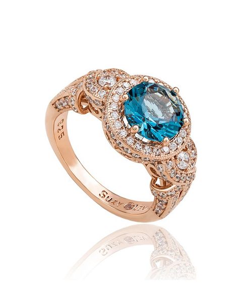 alfani Suzy Levian New York Suzy Levian Sterling Silver Round Cubic Zirconia French Filigree Ring Jewelry & Watches