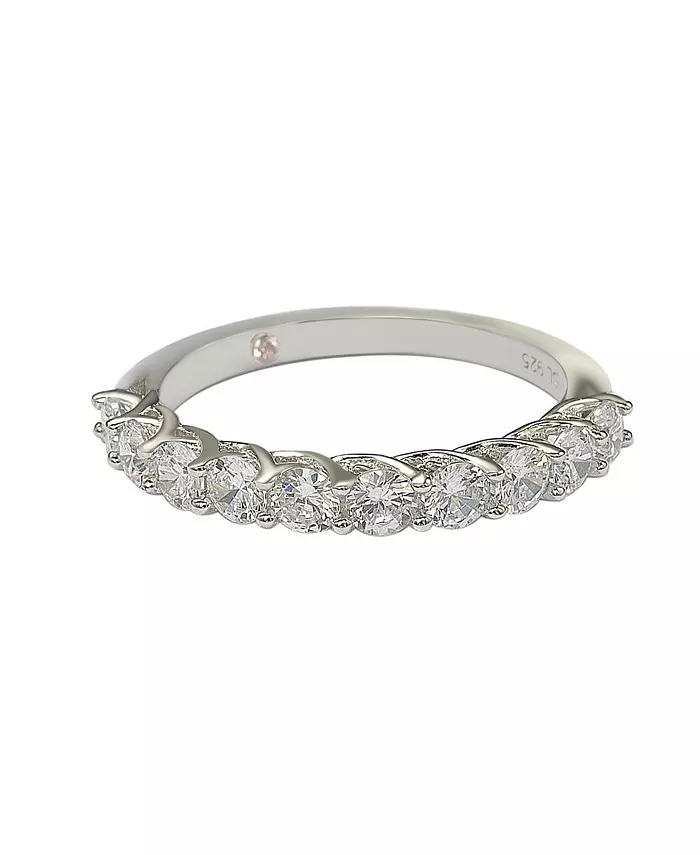 Alfani Suzy Levian New York Suzy Levian Sterling Silver White Cubic Zirconia Half Band Ring Jewelry & Watches