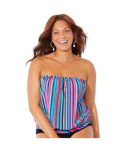alfani Swimsuits for All Women's Bandeau Blouson Tankini Top Women's Fashion Shoes & Accessories