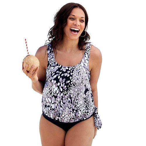 alfani Swimsuits for All Women's Side Tie Blouson Tankini Top Women's Fashion Shoes & Accessories