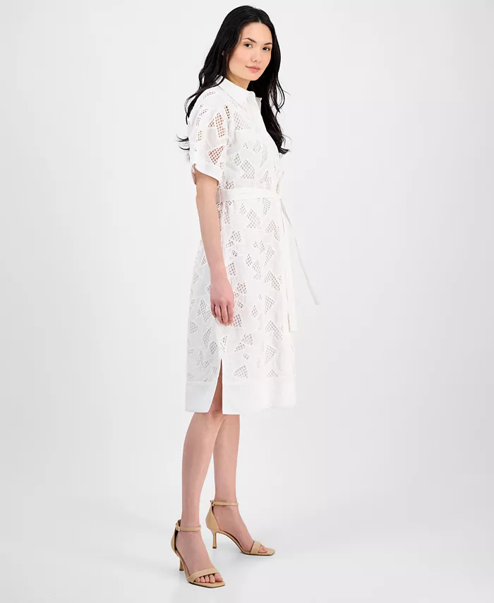 Alfani T Tahari Women's Cotton Button-Front Dress Women's Fashion Shoes & Accessories