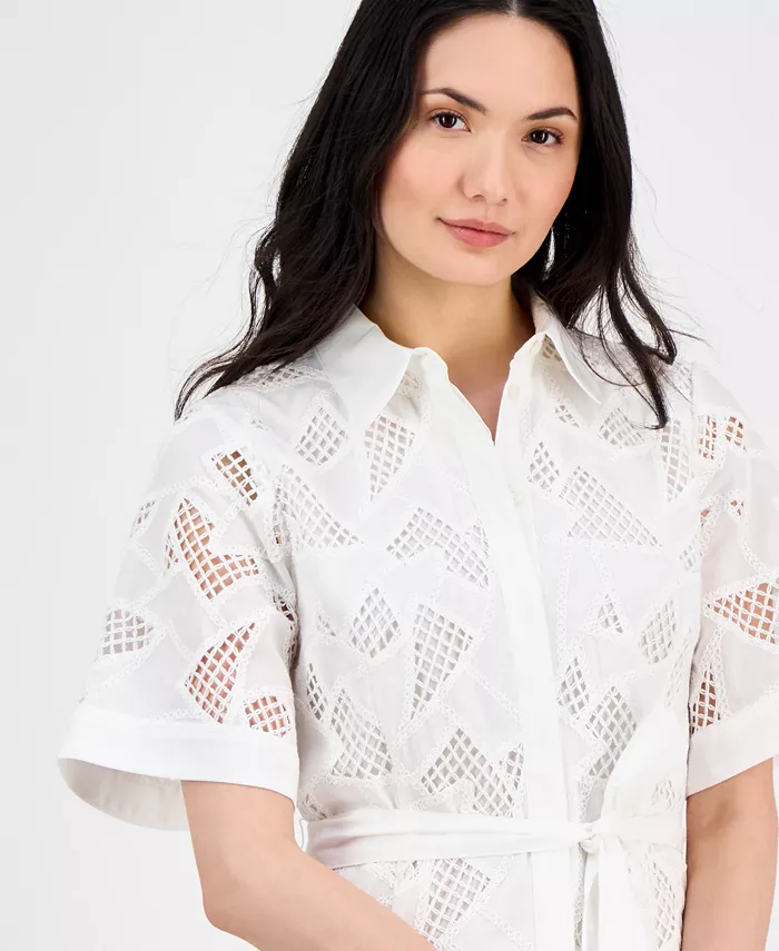 Alfani T Tahari Women's Cotton Button-Front Dress Women's Fashion Shoes & Accessories