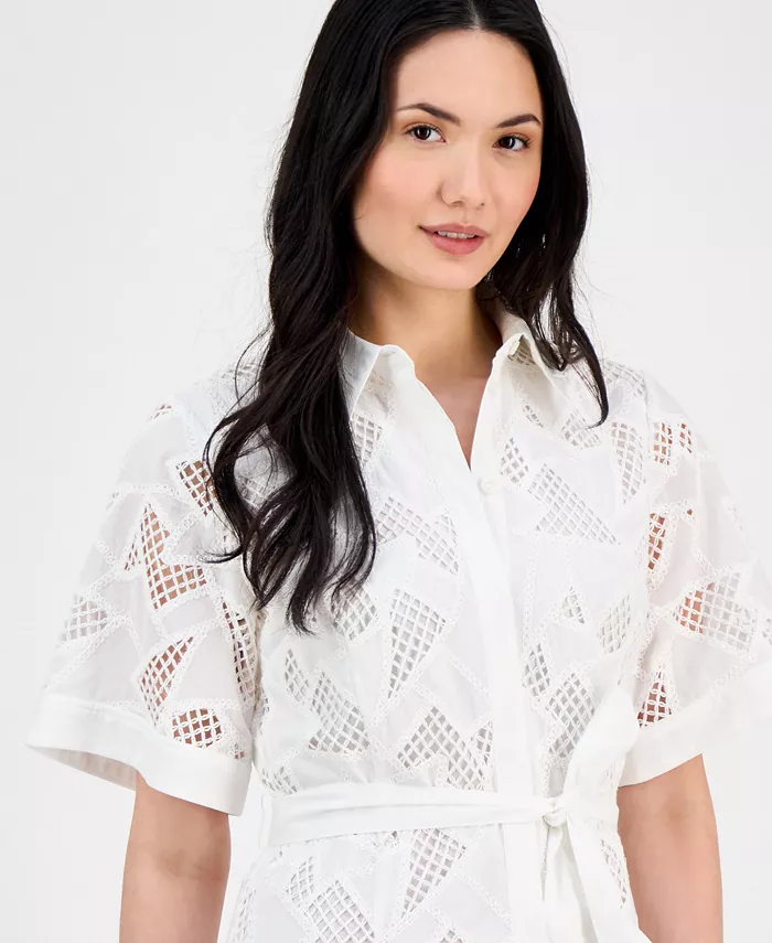 Alfani T Tahari Women's Cotton Button-Front Dress Women's Fashion Shoes & Accessories