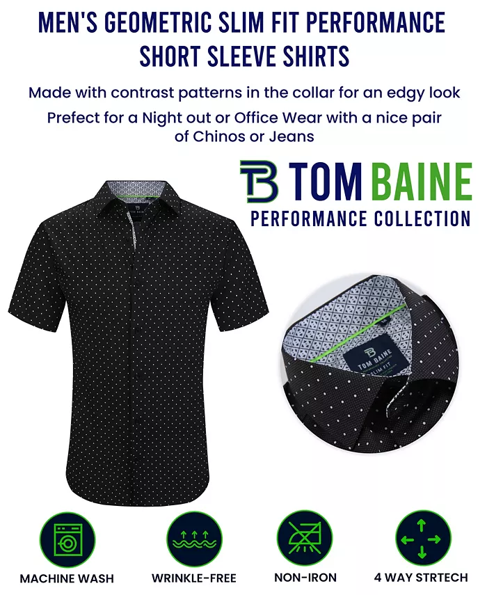 Alfani Tom Baine Men's Slim Fit Short Sleeve Performance Stretch Button Down Dress Shirt Men's Fashion & Accessories
