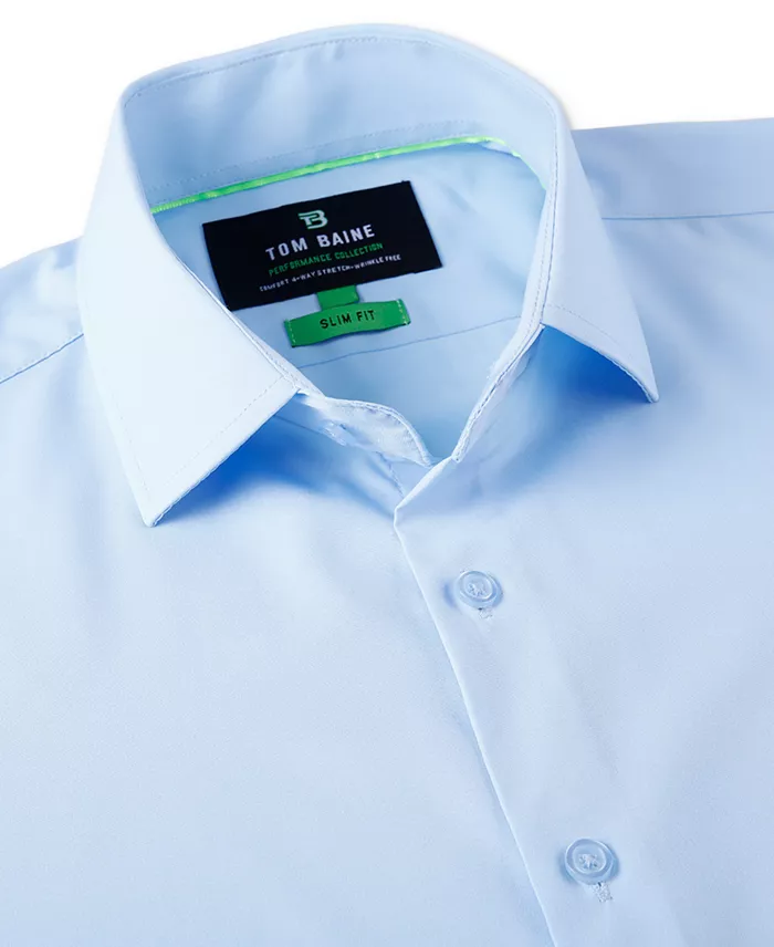 Alfani Tom Baine Men's Slim Fit Short Sleeve Performance Button Down Dress Shirt Men's Fashion & Accessories