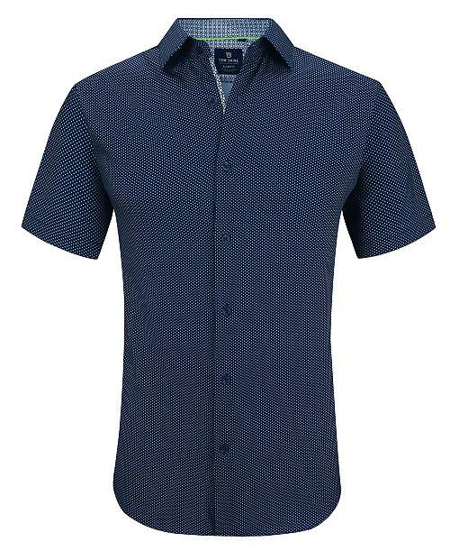 alfani Tom Baine Men's Slim Fit Short Sleeve Performance Stretch Button Down Dress Shirt Men's Fashion & Accessories