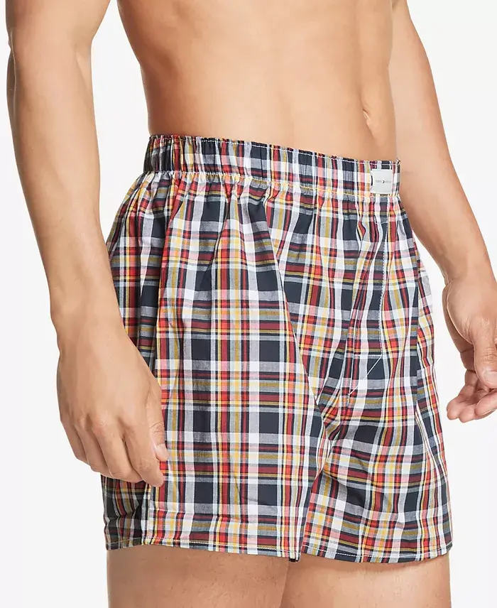 Alfani Tommy Hilfiger Men's 3-Pack Classic Printed Cotton Poplin Boxers Men's Fashion & Accessories